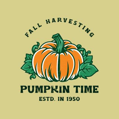 Placeit Harvesting Feast Logo Maker Featuring A Pumpkin Illustration