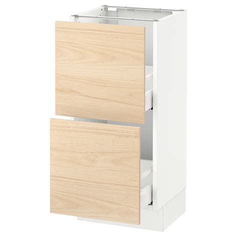 Sektion Base Cabinet With 2 Drawers White Maximeraaskersund Light Ash Effect 15x15x30 Ikea