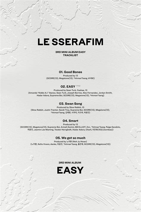 Le Sserafim The 3rd Mini Album Easy Track List Rkpop