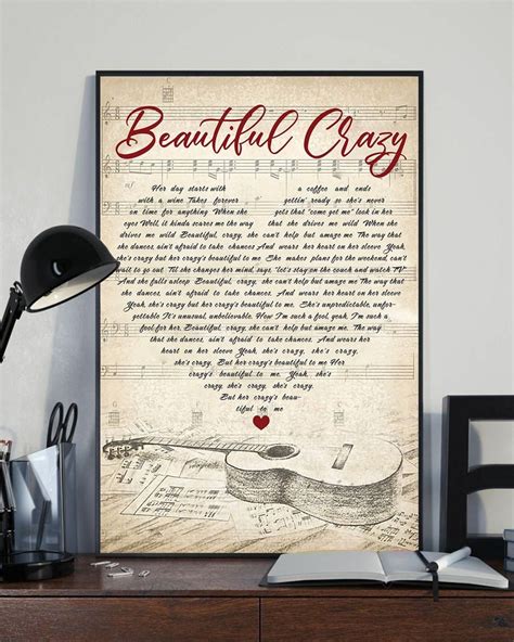 Luke Combs Beautiful Crazy Lyrics Poster Luke Combs Beautiful | Etsy