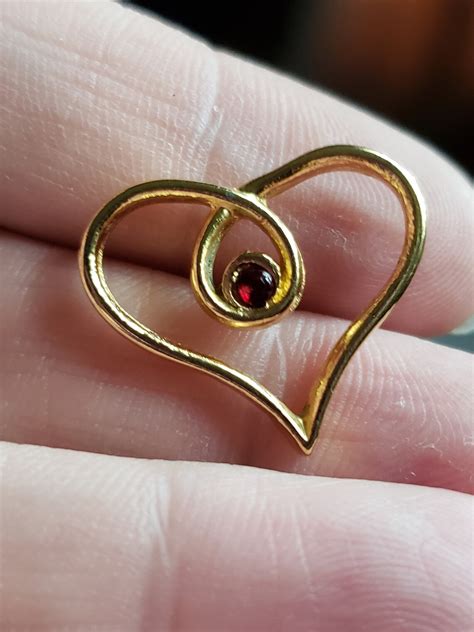 Gold Plated Heart Lapel Pin This Simple Heart Pin Has A Small Glass