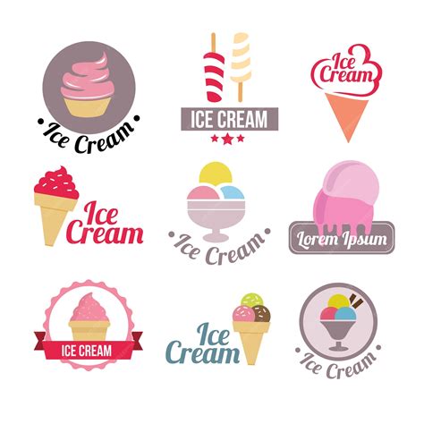 Conjunto De Logotipo De Helado Vector Premium