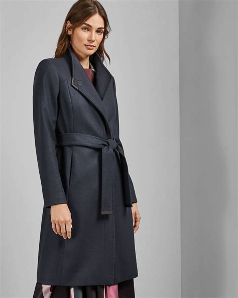 Sale Long Belted Wrap Coat Ted Baker In Stock