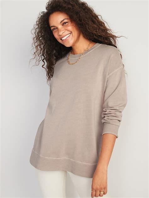 Oversized Boyfriend Garment Dyed Tunic Sweatshirt Old Navy