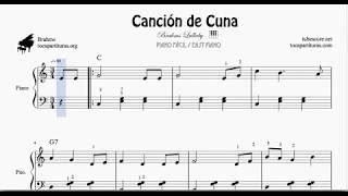 Canción de Cuna Partitura de Piano Fácil Brahms Lullaby Acordes