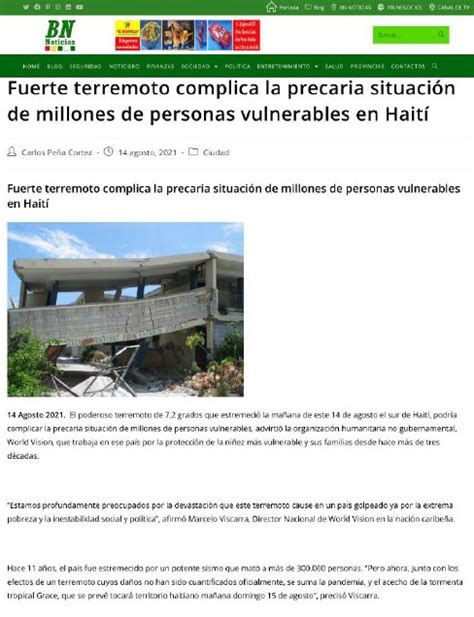 Terremoto Complica La Precaria Situaci N De Millones De Personas