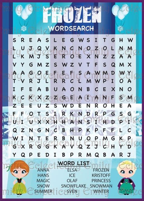 Frozen Word Search Printable