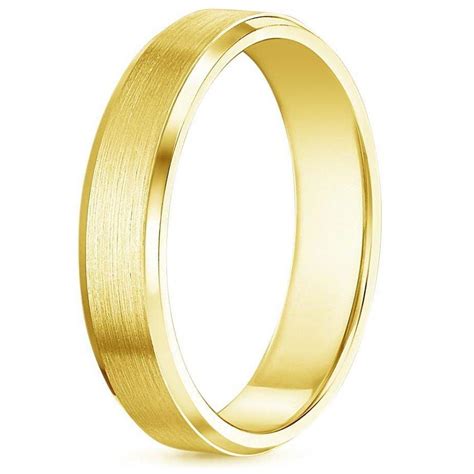 6 5mm Beveled Edge Matte Wedding Ring In 18K Yellow Gold