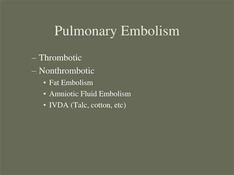 Ppt Pulmonary Embolism Powerpoint Presentation Free Download Id 9707296