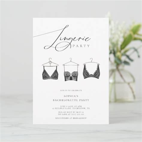 Chic Modern Lingerie Bachelorette Party Invitation Zazzle