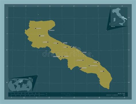 Apulia Italy Solid Labelled Points Of Cities Stock Illustration