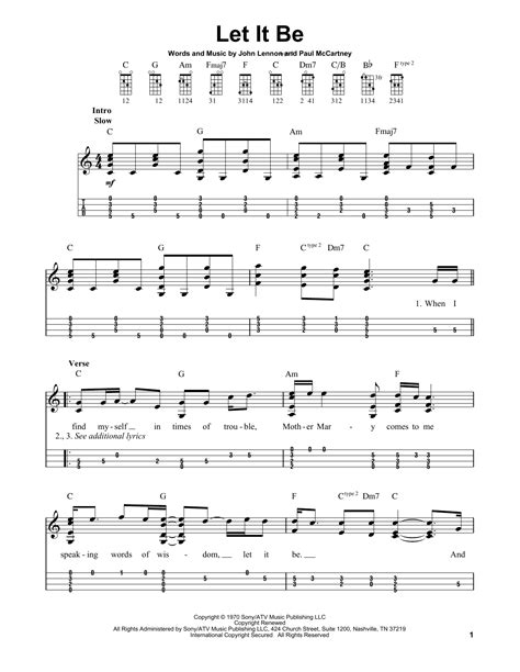 Let It Be Sheet Music The Beatles Mandolin