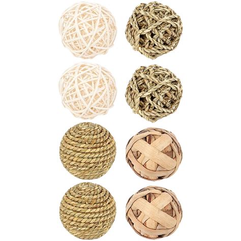 8 Pcs Toys Wicker Rattan Balls Straw Hamsters Chew Pet Guinea Pig Molar