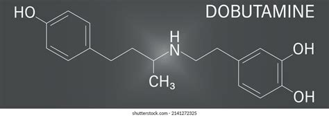 Dobutamine Sympathomimetic Drug Molecule Skeletal Formula Stock Vector