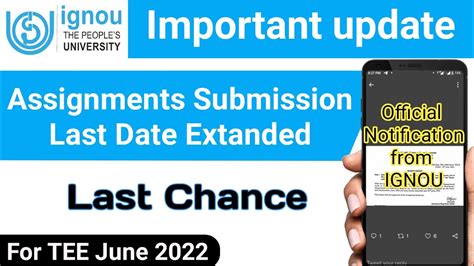 Breaking News Ignou Assignment Submission Last Date Extended Again