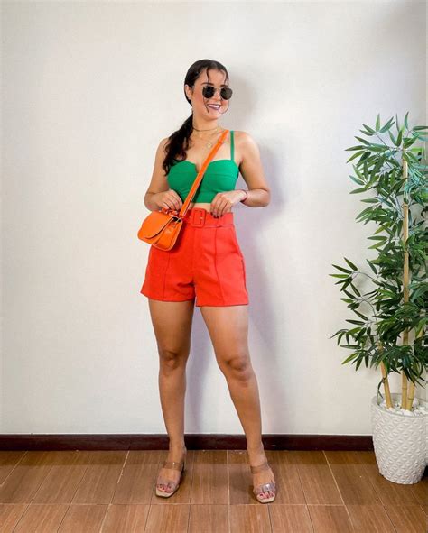 Look Verde E Laranja Estilo Casual Feminino Looks Looks Estilosos