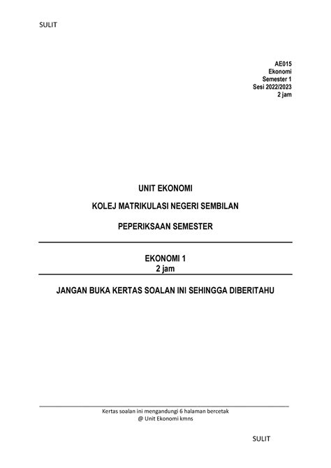 Skema Soalan Pra Pspm Kmns Ae Ekonomi Semester Sesi