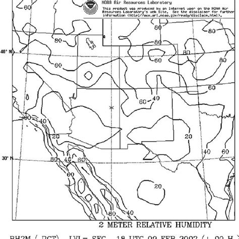 Surface Relative Humidity Map For 1200 Pst 9 February 2002 Noaa Air