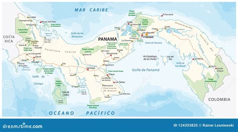 : Panama Road and National Park Vector Map Stock Vector - Illustration ...