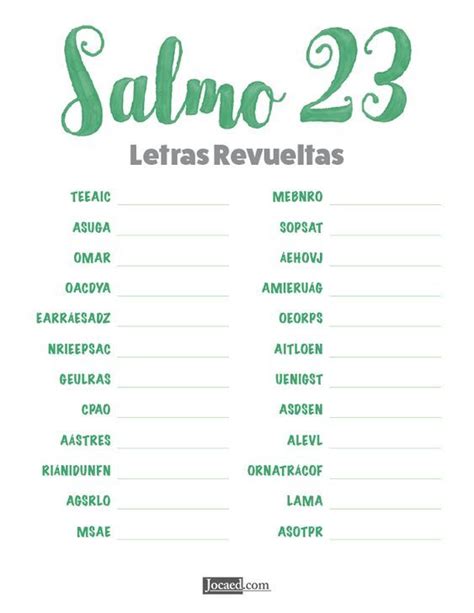 Sopa De Letras Salmo 23 Artofit