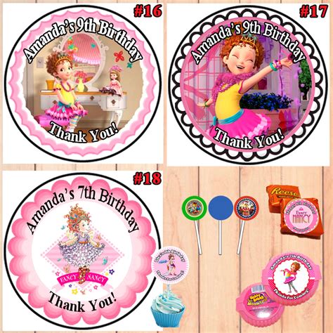 Fancy Nancy Dress Up Birthday Round Stickers Printed 1 Sheet Cup Cake Virginia Design Shop