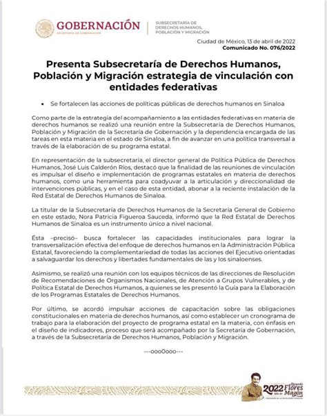 Gobernación on Twitter Comunicado Presenta Subsecretaría de