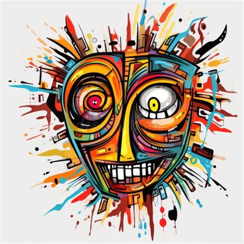 Colorful Graffiti-style Abstract Alien Head Art Stock Illustration ...