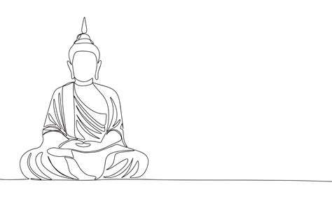 Buddha one line continuous. Line art Buddha. Hand drawn art. 43107918 Vector Art at Vecteezy