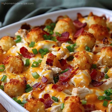 Delicious Chicken Bacon Ranch Tater Tot Casserole Recipe My Home Made