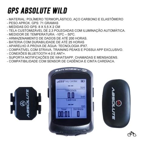 Ciclo computador GPS para Ciclismo Absolute Wild Combo Cinta Cadência