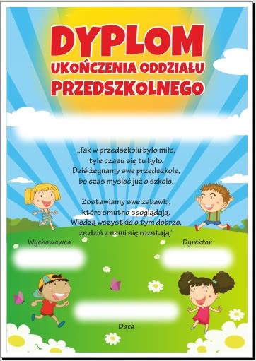 Dyplom Ukończenia Oddziału Przedszkolnego Dzieci 10706383941 Allegro pl