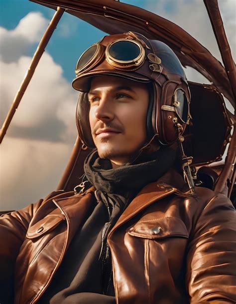 Premium Photo | A steampunk pilot with a leather flight jacket and a ...