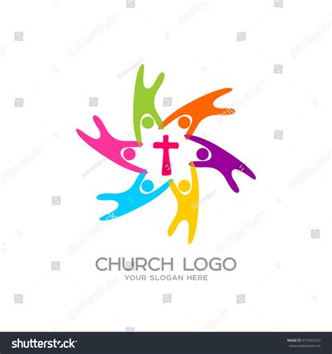 Church Logo Christian Symbols People United Stock Vector (Royalty Free ...