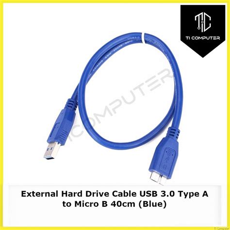 External Hard Drive Cable USB 3.0 Type A to Micro B 40cm (Blue)