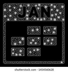 Glossy Mesh January Calendar Grid Glitter Stock Vector Royalty Free