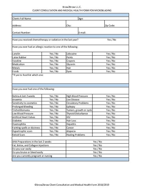 Fillable Online Client Forms MICROBLADING COMBINATION BROWS LIP