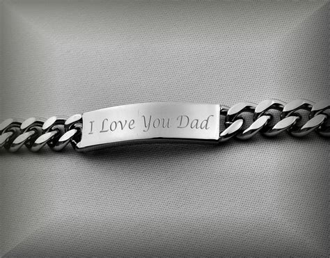 Engraved ID Bracelet Personalized Men's Bracelet Silver - Etsy