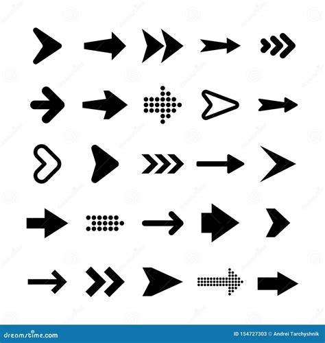 Setas Pretas Ajustadas No Fundo Branco Seta ícone Do Cursor Coleção