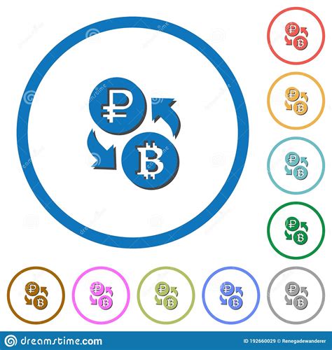 Iconos De Intercambio De Dinero De Bitcoin En Rublos Con Sombras Y