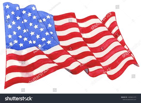 Watercolor American Flag Illustration American Flag Stockillustration 1403841473 Shutterstock