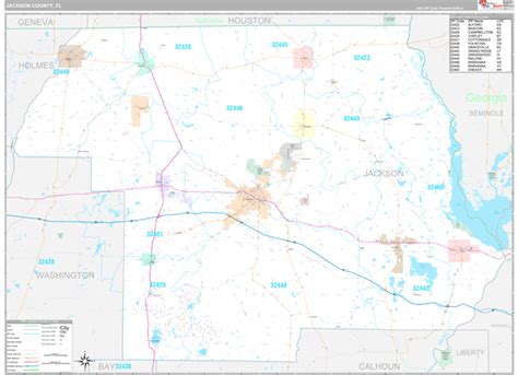 Jackson County, FL Wall Map Premium Style by MarketMAPS - MapSales