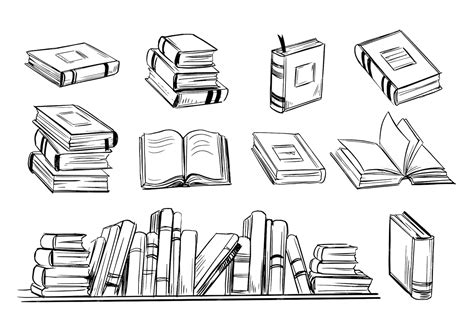 Premium Vector Book Outline Set Of Hand Drawn Books