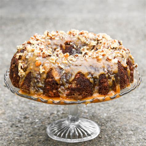 The Hungry Hounds Apple Walnut Bundt Cake With Caramel Glaze