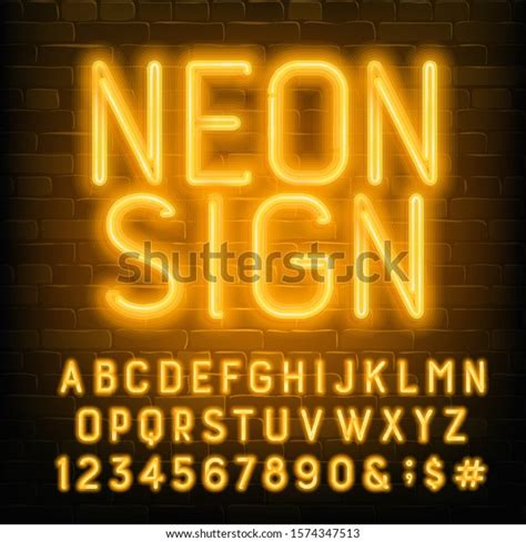 Neon Sign Alphabet Font Yellow Neon Stock Vector (Royalty Free) 1574347513