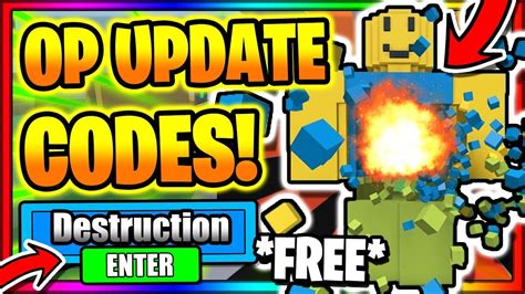 All New Secret Op Working Codes Update Roblox Destruction