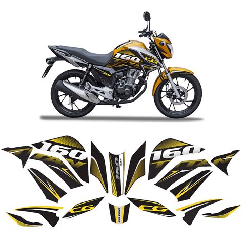 Kit Adesivo Moto Honda Cg Titan Carenagem Amarelo Sportinox