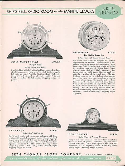 Clock And Watch Catalog Page Seth Thomas Clocks 1813 1935 15