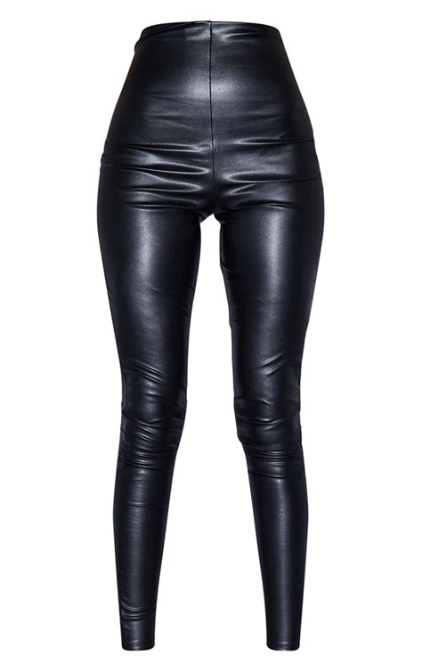 Tall Black Faux Leather High Waisted Legging Prettylittlething Usa