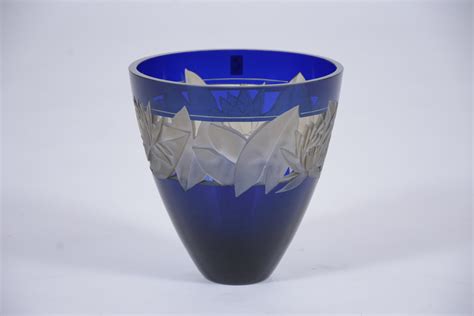 German Cut Crystal Vase At 1stdibs Blue Crystal Vases