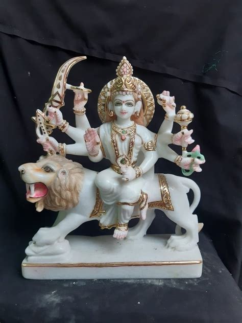 Hindu Painted Marble Durga Statue For Worship Size 30 Inch At Rs